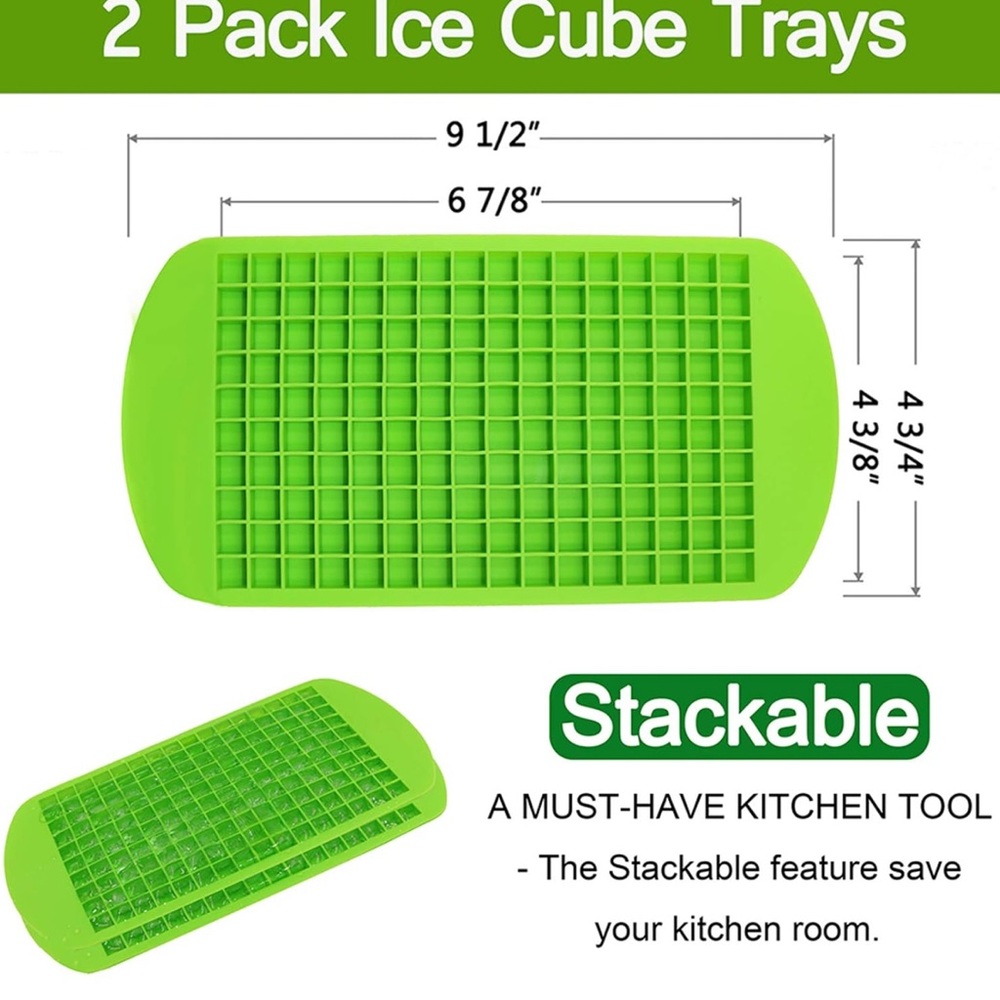 Green Silicone Mini Ice Cube Trays BPA Free Flexible Soft Storage Containers 6pc - Picture 3 of 9